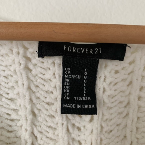 FOREVER 21 | White Chunky Knit Wide Neck Cropped Sweater - Picture 3 of 5